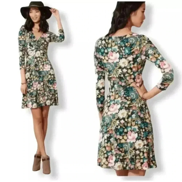 LILKA by ANTHROPOLOGY midi twist front floral TASCADE dress size medium - Picture 1 of 12